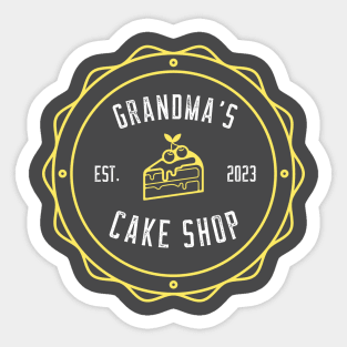 Grandma Cake Shop Yellow Design Sticker